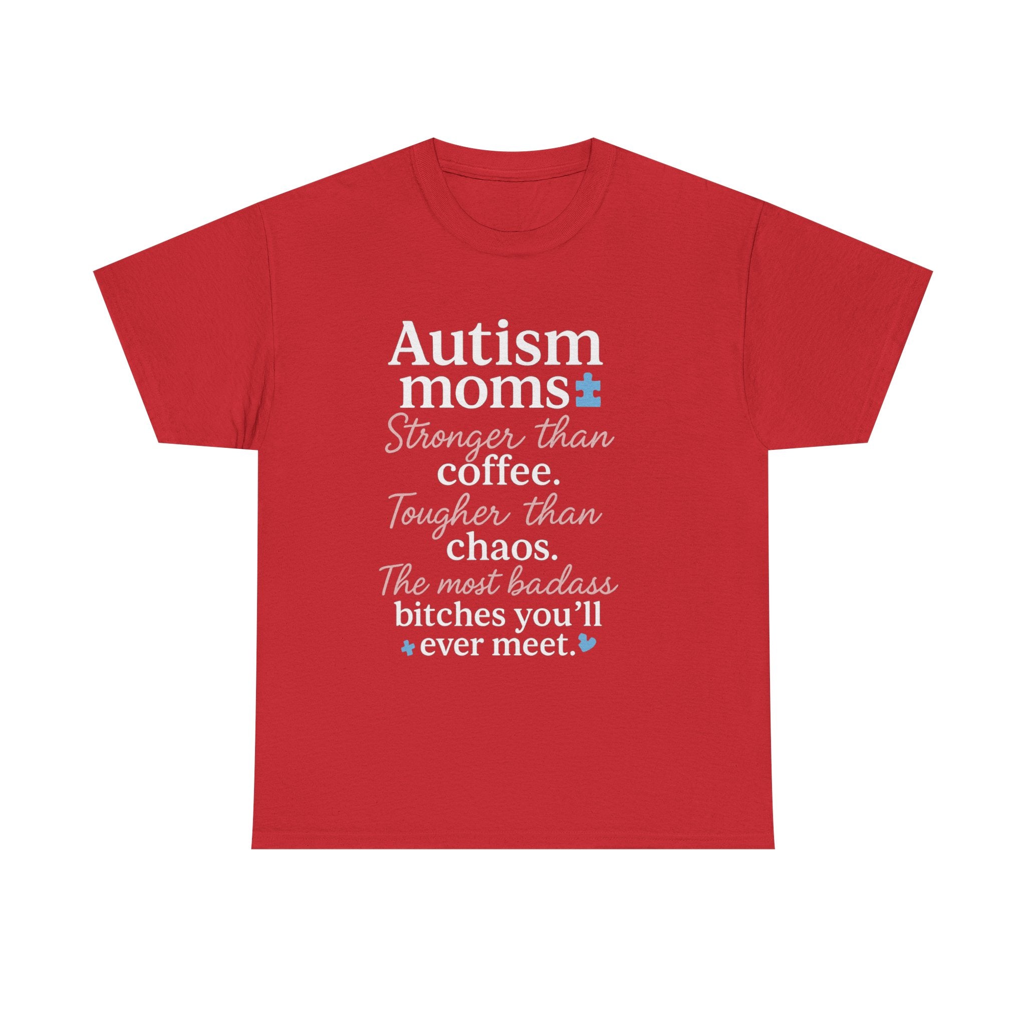 Autism Moms Unisex Heavy Cotton Tee - Stronger Than Coffee, Best Gift for Mothers, Casual Wear, Support Autism Awareness, Unique Gift Idea