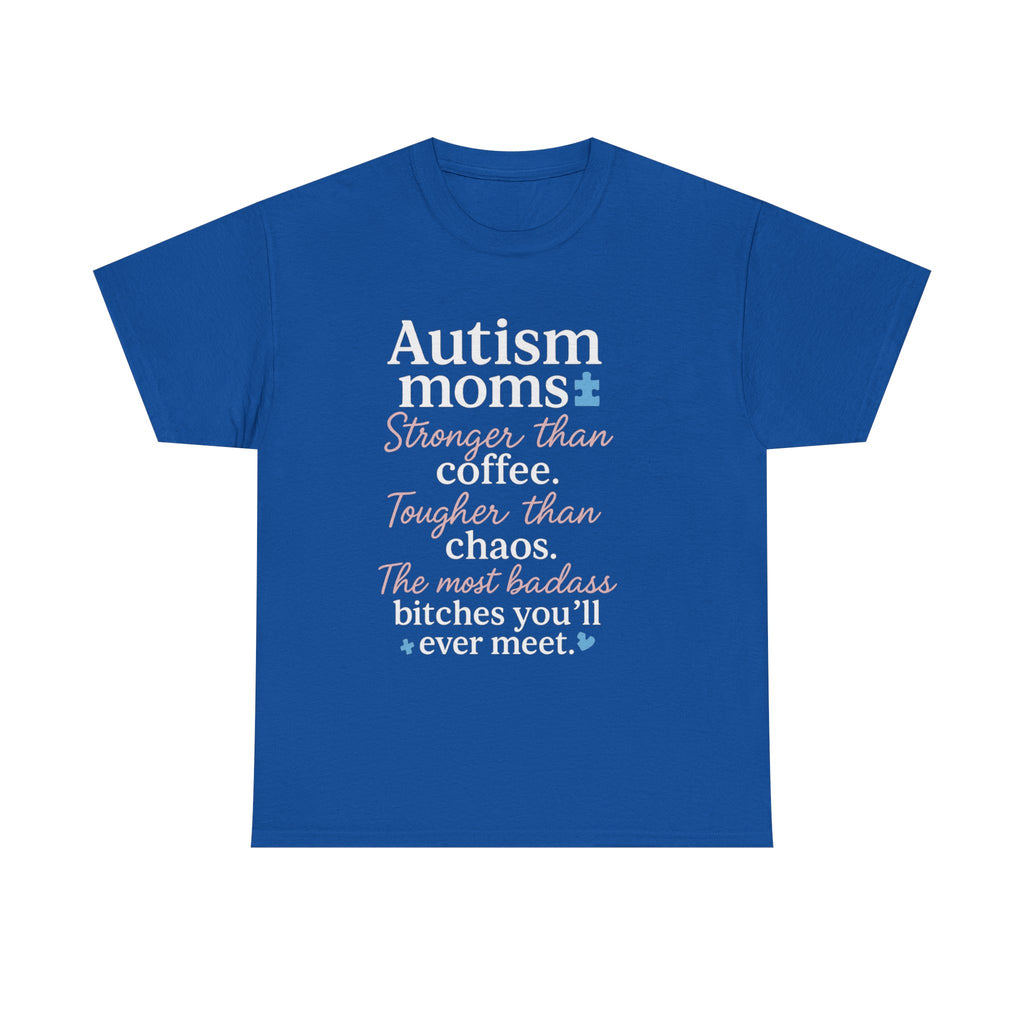 Autism Moms Unisex Heavy Cotton Tee - Stronger Than Coffee, Best Gift for Mothers, Casual Wear, Support Autism Awareness, Unique Gift Idea