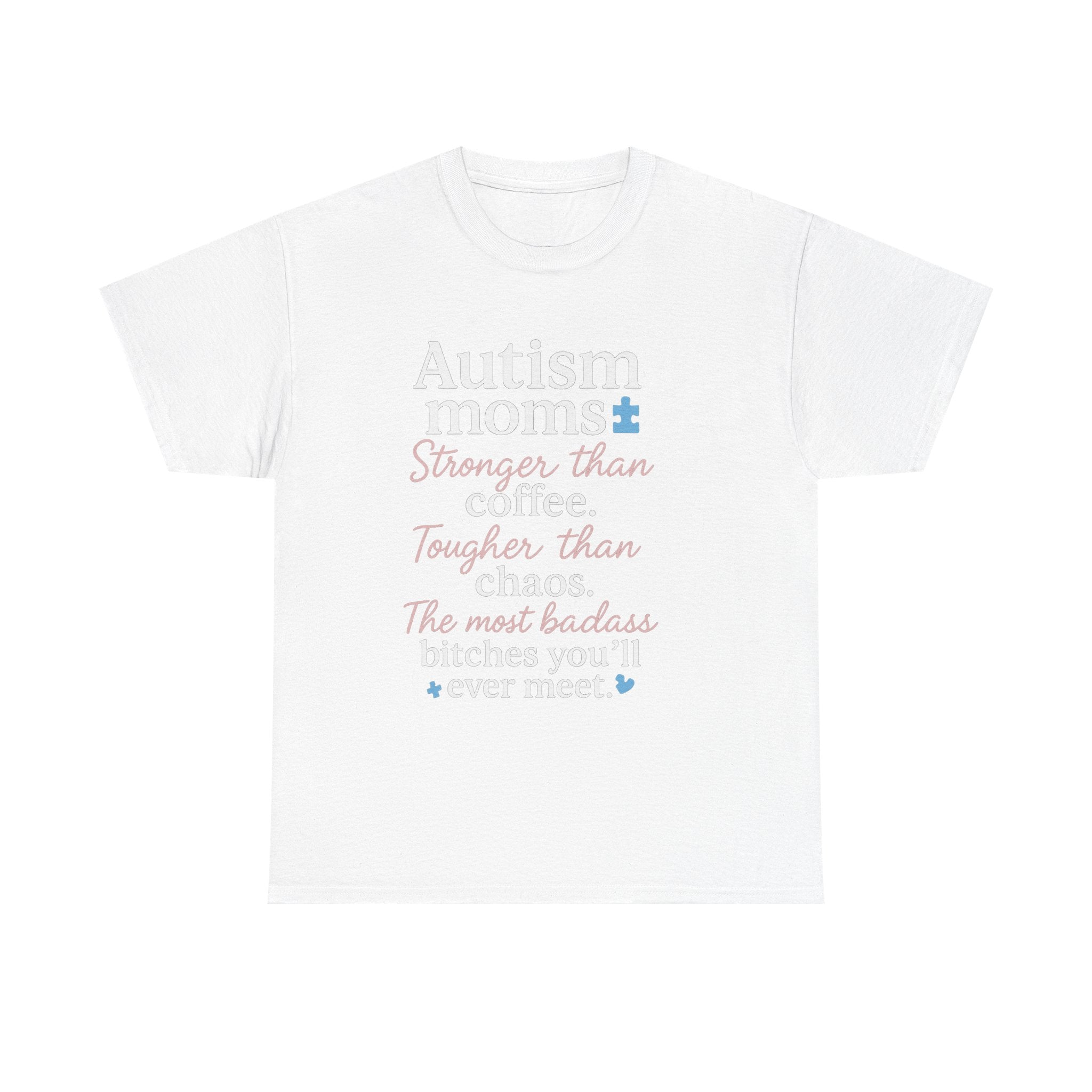 Autism Moms Unisex Heavy Cotton Tee - Stronger Than Coffee, Best Gift for Mothers, Casual Wear, Support Autism Awareness, Unique Gift Idea