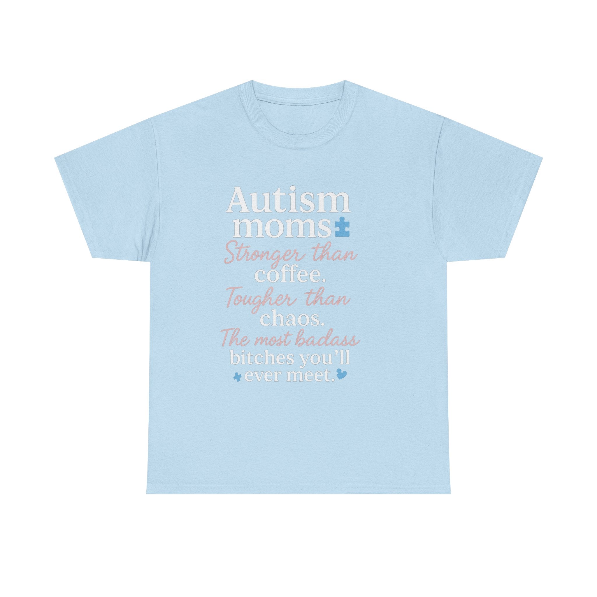 Autism Moms Unisex Heavy Cotton Tee - Stronger Than Coffee, Best Gift for Mothers, Casual Wear, Support Autism Awareness, Unique Gift Idea