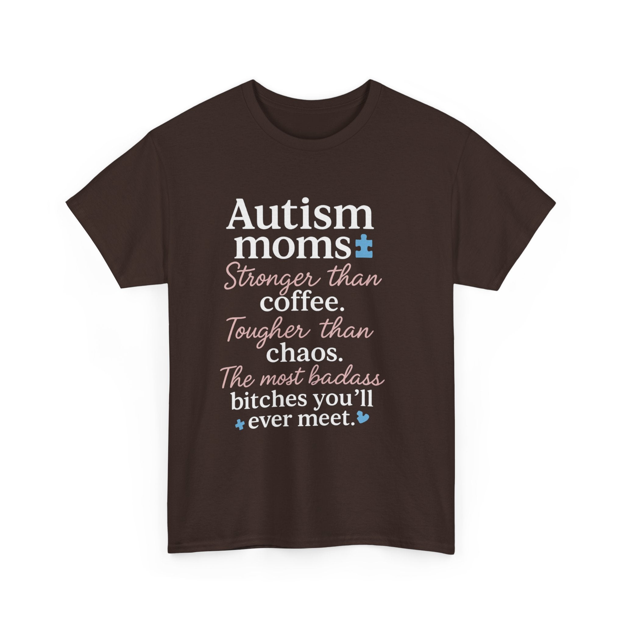 Autism Moms Unisex Heavy Cotton Tee - Stronger Than Coffee, Best Gift for Mothers, Casual Wear, Support Autism Awareness, Unique Gift Idea