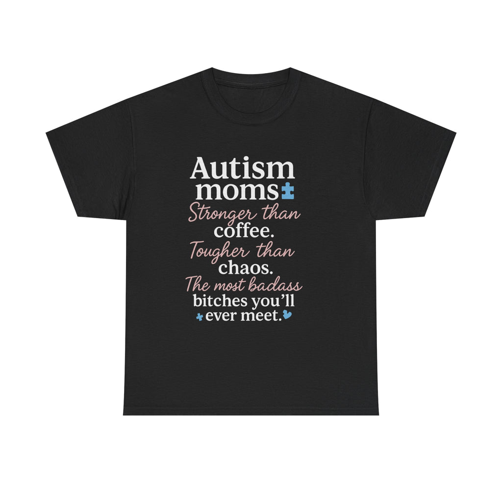 Autism Moms Unisex Heavy Cotton Tee - Stronger Than Coffee, Best Gift for Mothers, Casual Wear, Support Autism Awareness, Unique Gift Idea